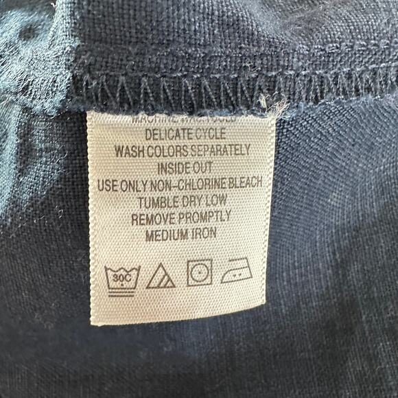 Chadwick's Midi Dress WMNS SZ 4 5-3056-8 Blue 100% Linen Button Front Scoop Neck - Picture 7 of 7